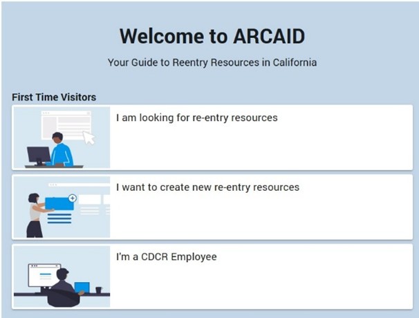 ARCAID Welcome page